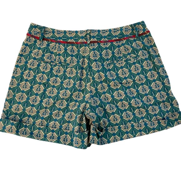 ANTHROPOLOGIE Corey Lynn Calter In The Square Patterned Cuffed Cotton Shorts - Picture 7 of 7